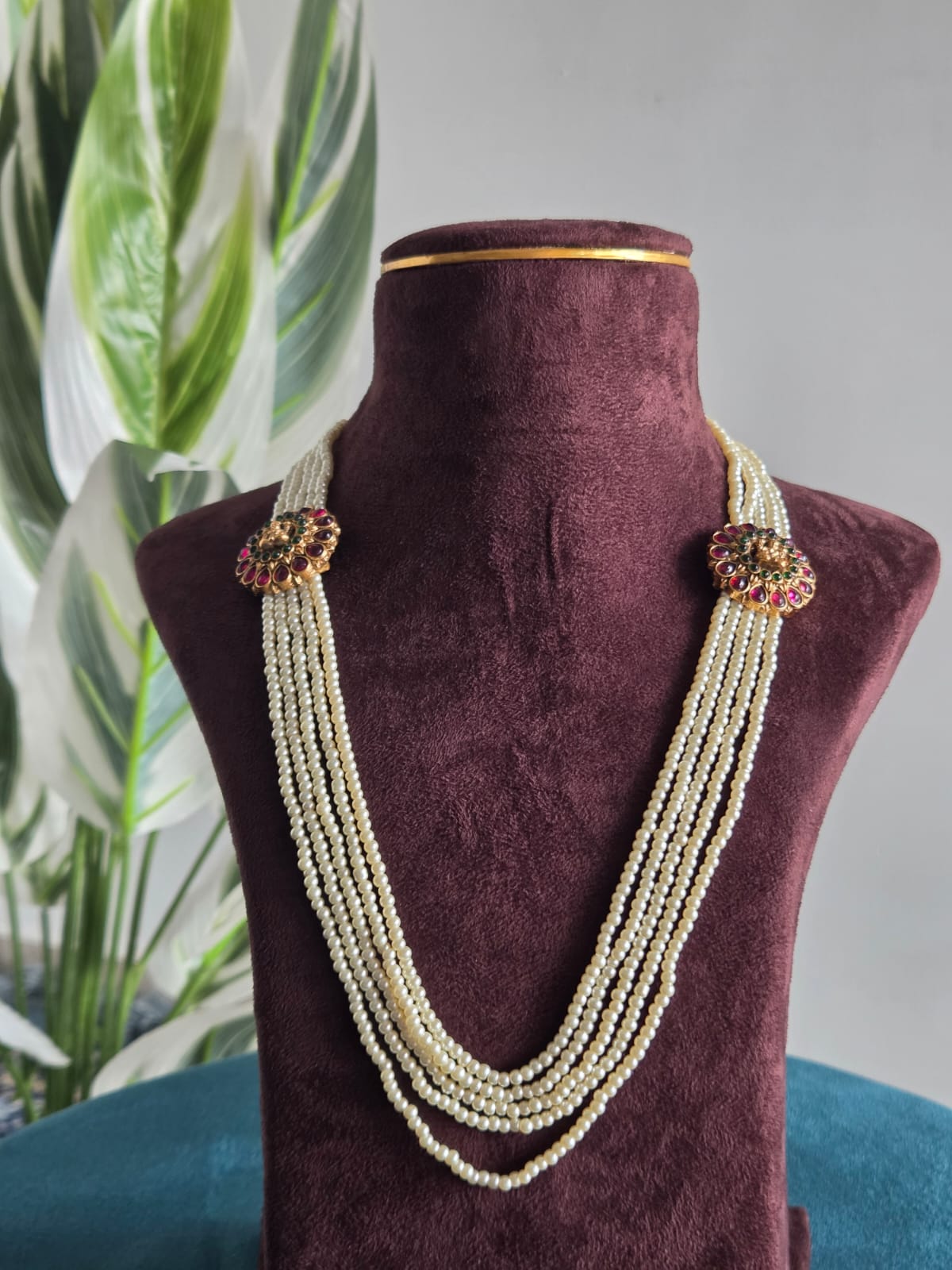 APARNA : Pearl Haaram with Devi Side pendant